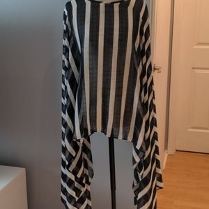 Blue and white shawl one size fits all tags on